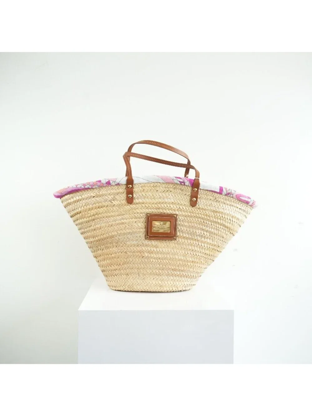 Emilio Pucci Wicker Basket Pink Inside Pattern (Deadstock) w/ dust bag - Picture 1 of 11